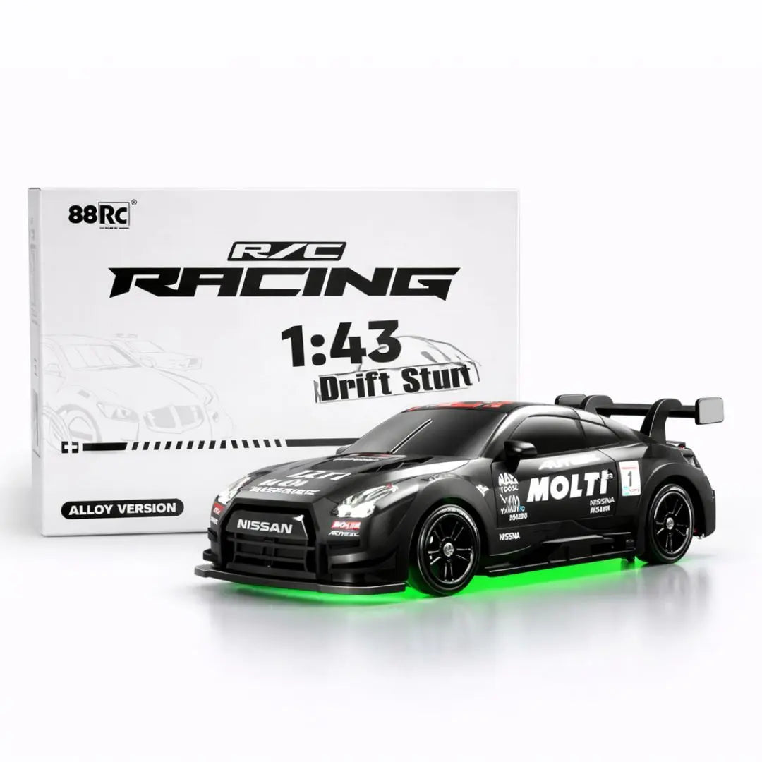 88RC Nissan GTR-Style 1:43 4WD RC Drift Car with Gyro, Alloy Body & LED Lights | Old Kid