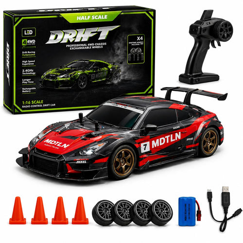 Austin GT Rally 1:16 RC Drift Car 4WD Speed 25KM | Full Proportional Throttle | Red