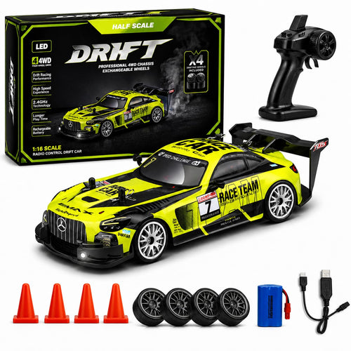 Austin GT Rally 1:16 RC Drift Car 4WD Speed 25KM  | Full Proportional Throttle | Green