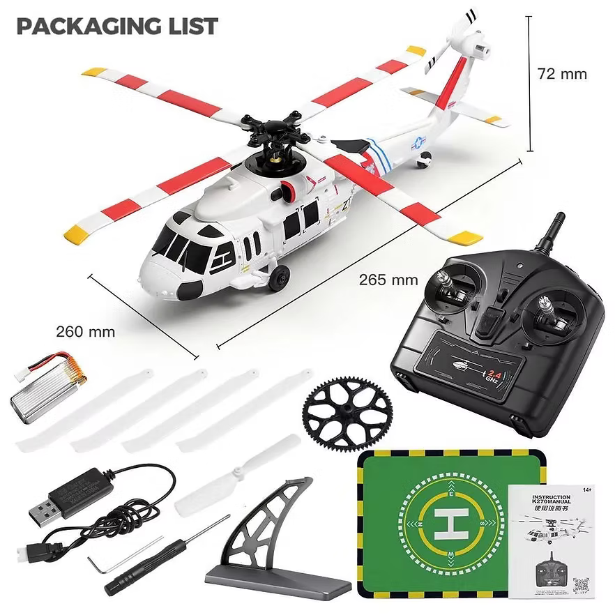 WLToys K270 Black Hawk Helicopter 4 Channel | Brushless Version | 6-Axis Gyro