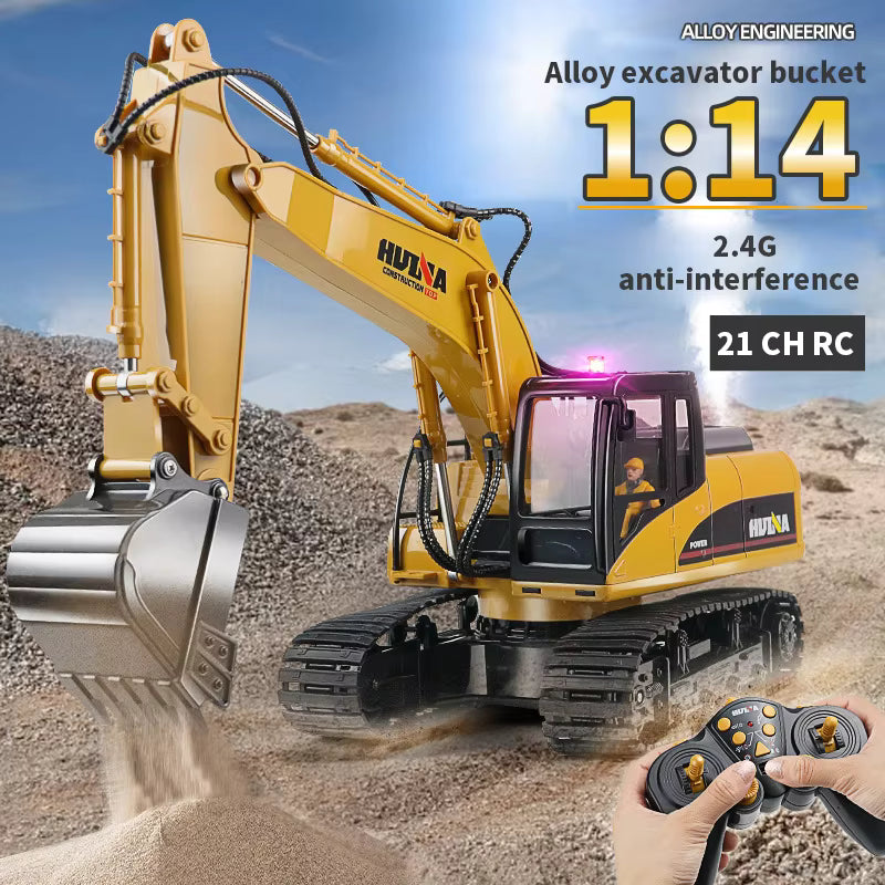 Huina 550HD 1:14 RC Excavator 21-Channel Version 2 | Semi Alloy Construction RC