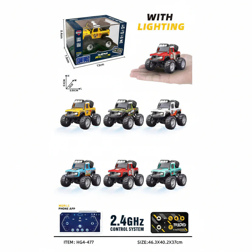 Trasped HG4-477 Monster Truck MINI RC Off Road | Metal body | LED |  2.4GHz App Control