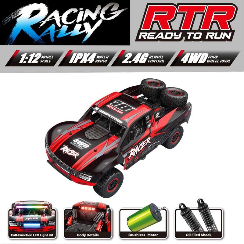 HB-RD1203-1 Red 1:12 4WD Brushless RC Rally Truck | 40KM/H High-Speed Off-Road Car