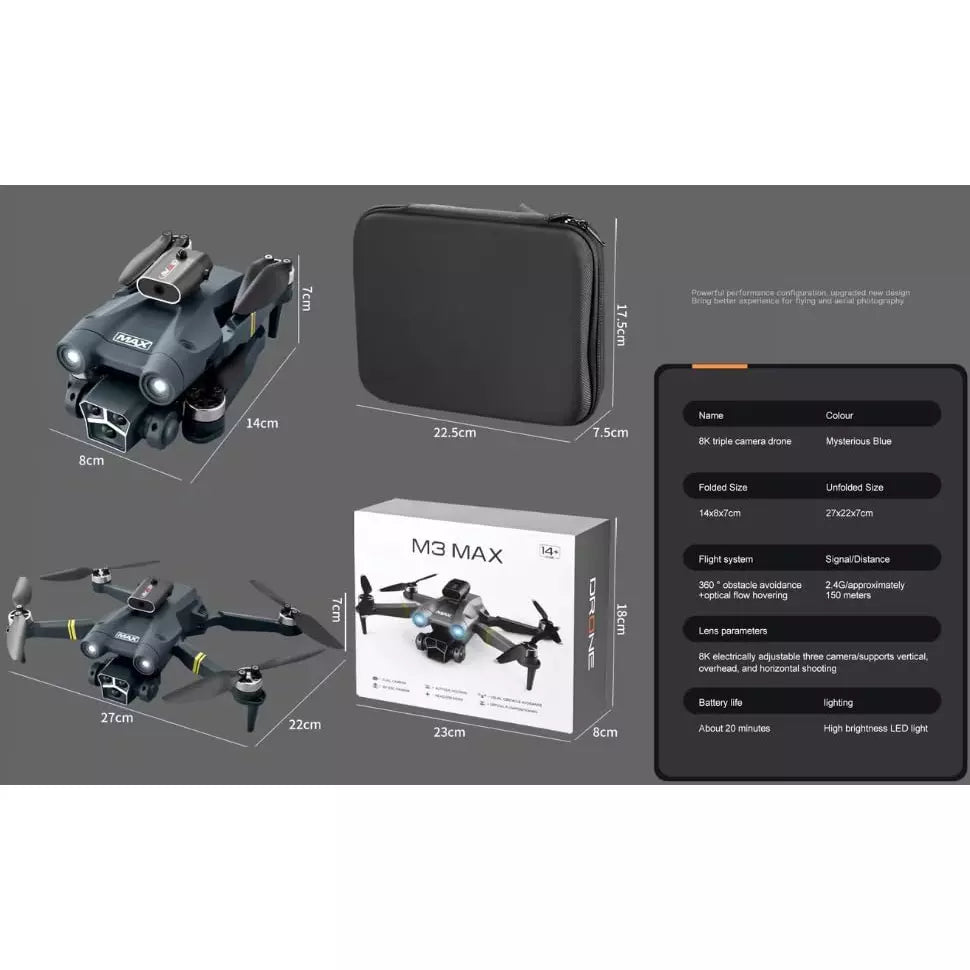 M3 Max Drone With 4k HD Dual Camera | Wi-Fi FPV | Upto 80m Control Range
