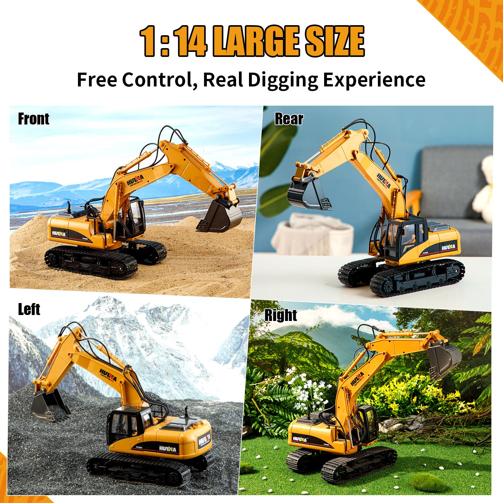 Huina 550HD 1:14 RC Excavator 21-Channel Version 2 | Semi Alloy Construction RC
