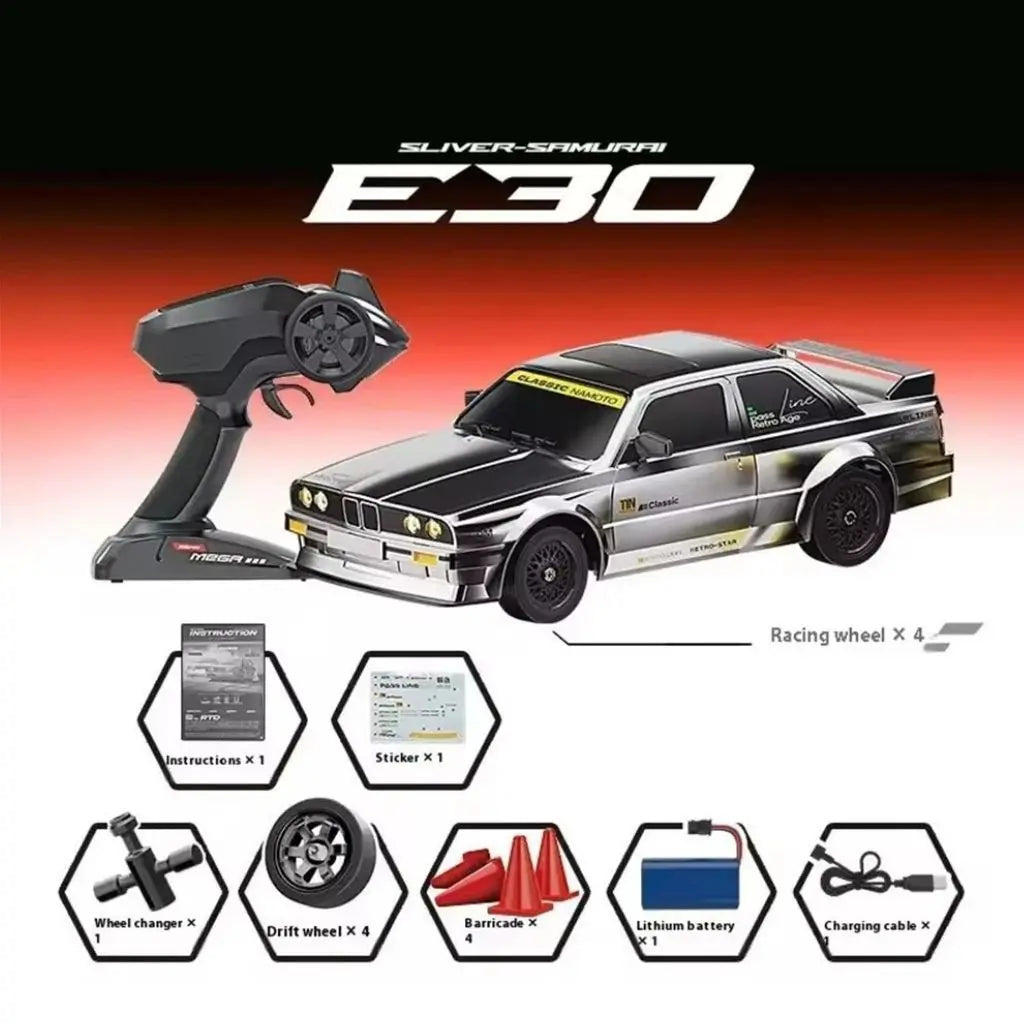 WHOOSH DC162A BMW E30 RTR 1:16 4WD Drift RC Car with ESP Gyro – 50km/h High-Speed Racing Car