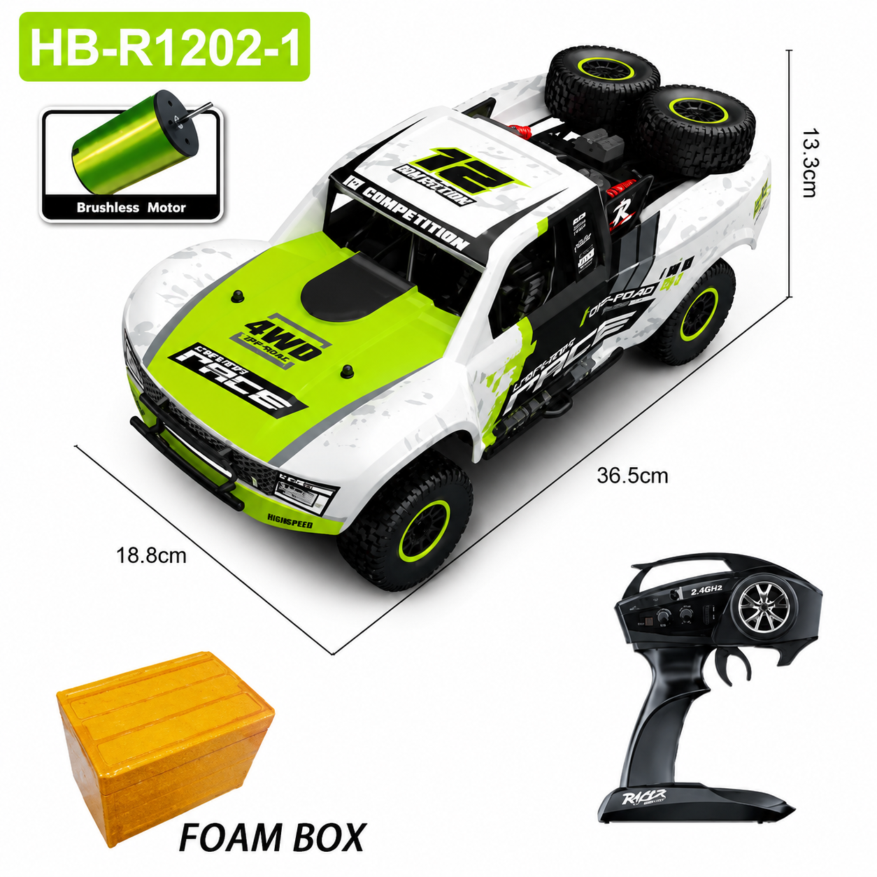 HB Toys RD1202-1 Green 1:12 Off Road 4WD RC Rally Truck RTR 40km/h