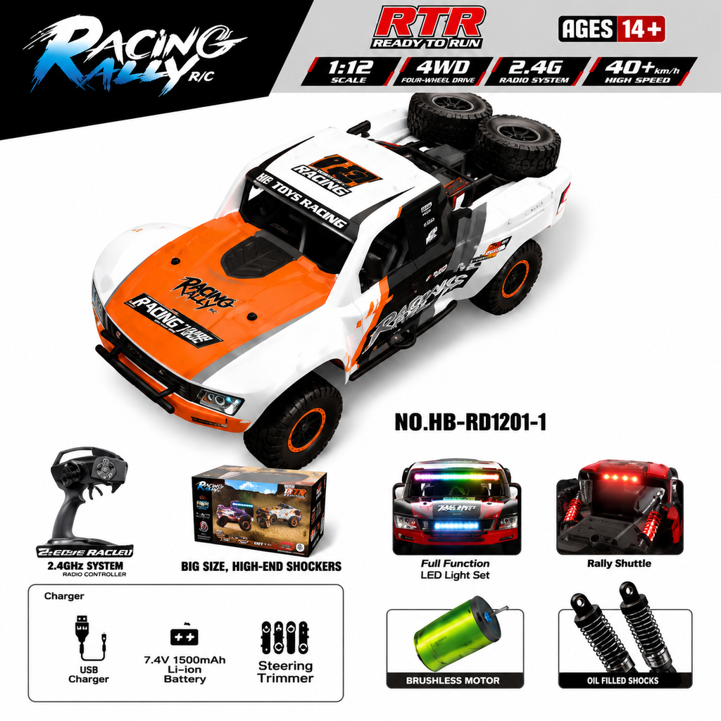 HB Toys RD1201-1 Orange 1:12 Off Road 4WD RC Rally Truck RTR 40km/h
